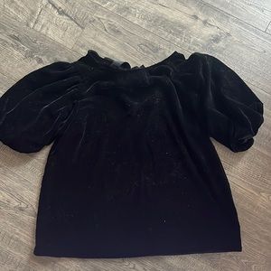 Black Velvet Puff Sleeve Top